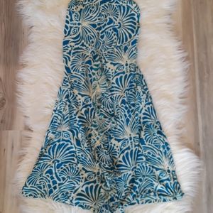 SURGA ARTESANATO Sleeveless Blue Floral Dress